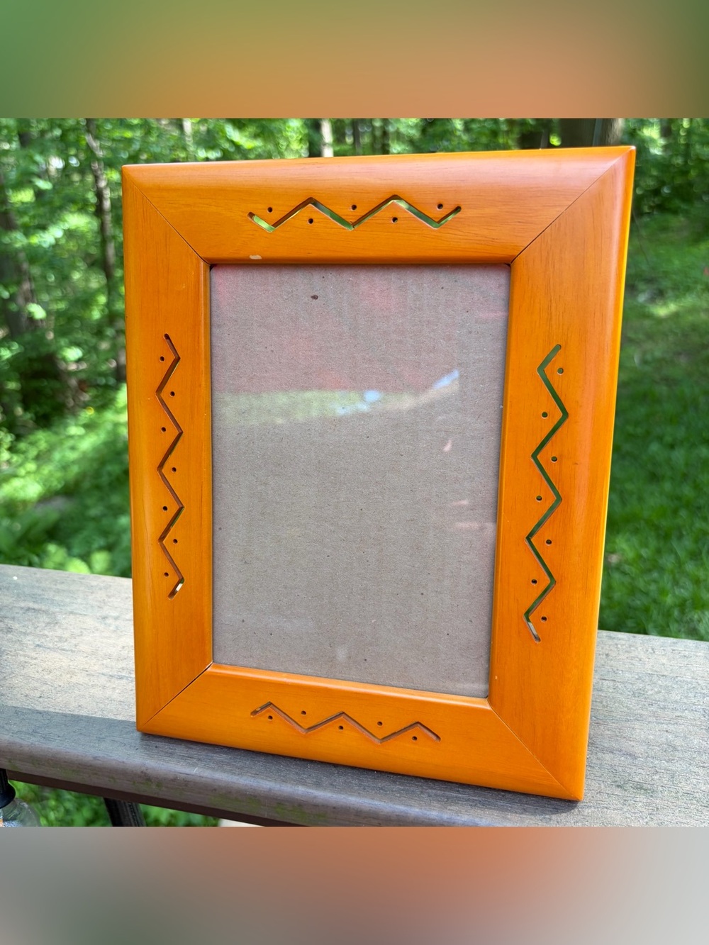 Fetco Wood Picture Frame 5x7 Laser Cut Thailand Modern Decor VTG 1995 ZIG ZAG